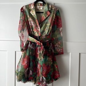 Vintage Dynasty floral belted mini dress